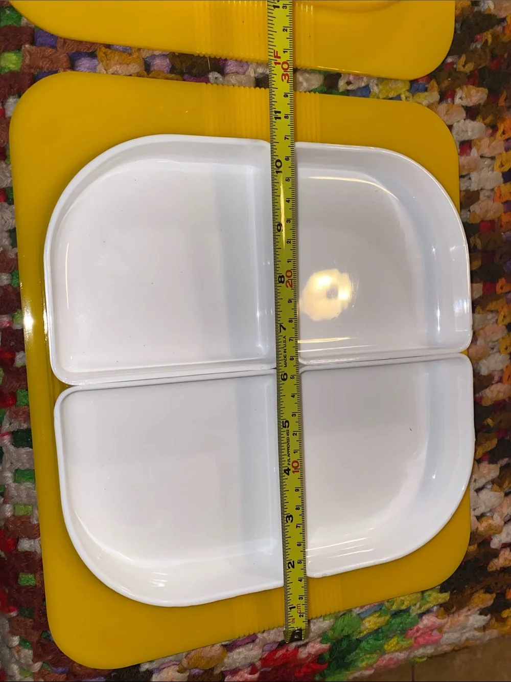Vintage Yellow and White Removable Sectioned Serving Trays - Set of 4